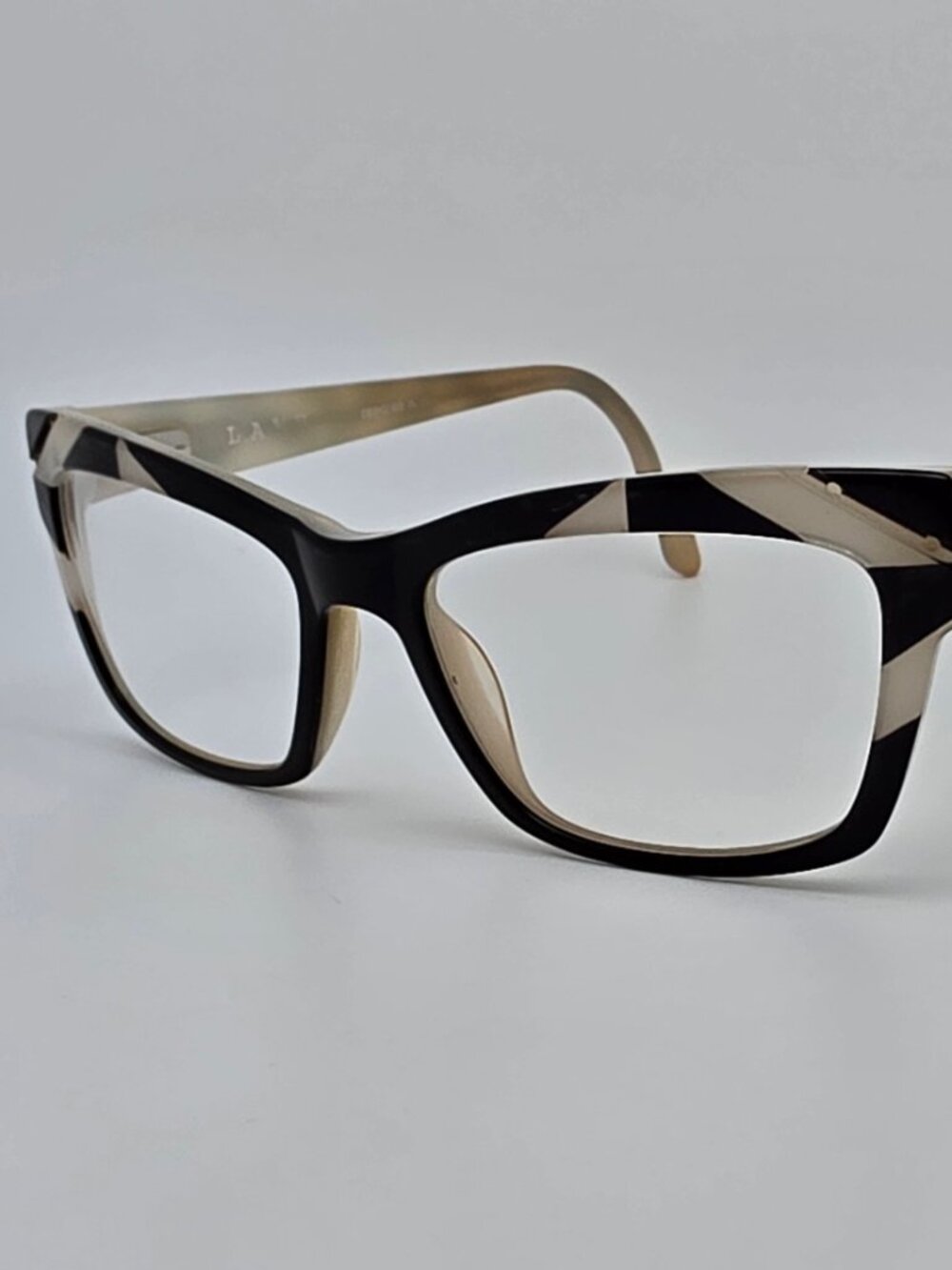 L.A.M.B. LA055 B:35 Bone Black Cat Eye Eyeglasses Frame w/ Flexhinge 52-17-140